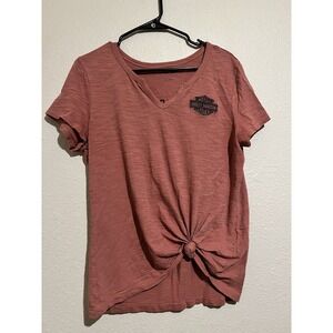 Harley-Davidson Women's Dusty Rose Logo T-Shirt Size L Short Sleeve